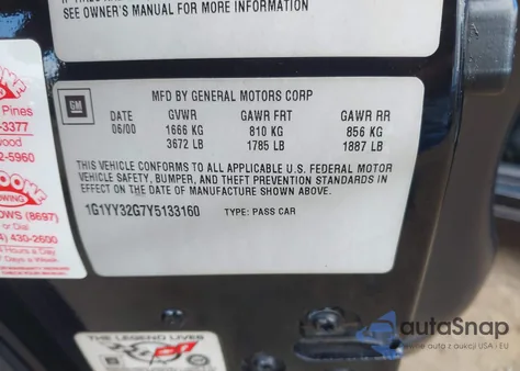 2000 Chevrolet Corvette from USA, damaged, VIN 1G1YY32G7Y5133160